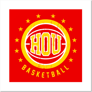 HOU Basketball Vintage Distressed Posters and Art